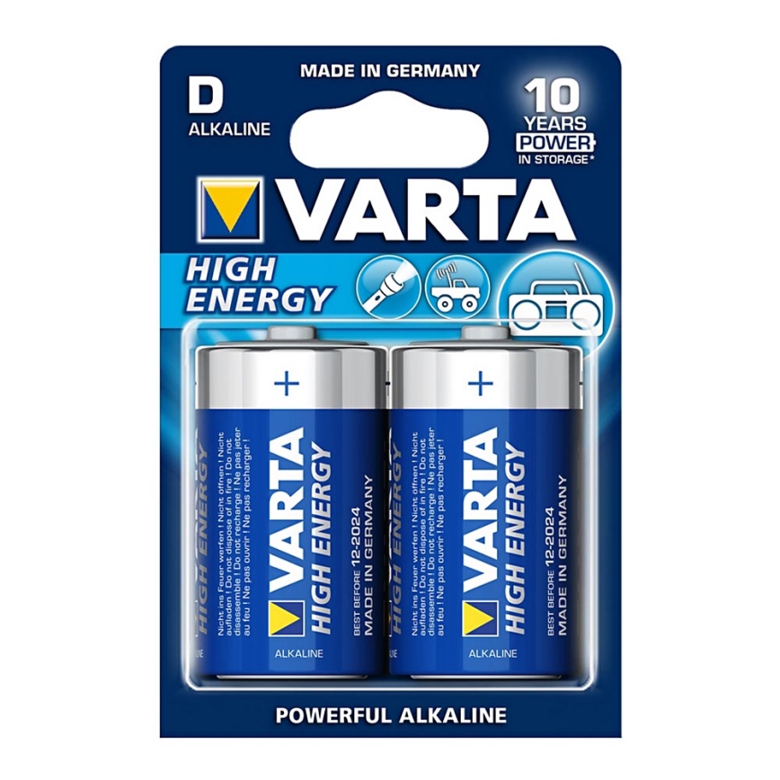 Varta 4920 - 2 pezzi Batteria alcalina HIGH ENERGY D 1,5V
