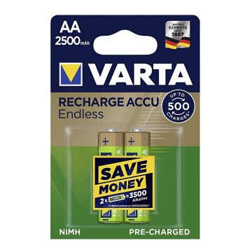 VARTA 56686 - 2x Batteria ricaricabile 2500 mAh AA 1,2V