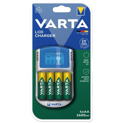 Varta 57070201451 - LCD Caricabatterie 4xAA/AAA 2600mAh 5V