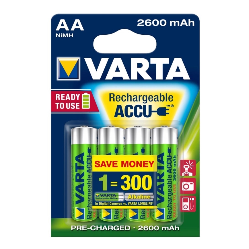 Varta 5716 - 4 pz Batterie ricaricabili ACCU AA NiMH/2600mAh/1,2V