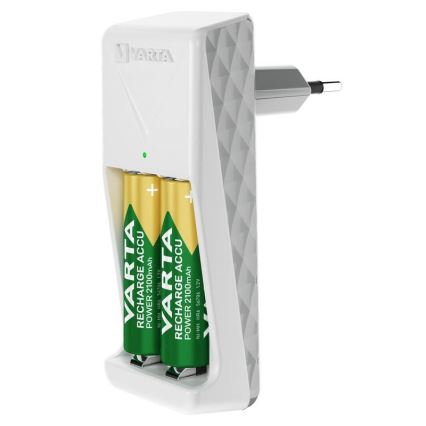 Varta 57656101401 - Caricabatterie per 2 batterie AA/AAA, 230 V