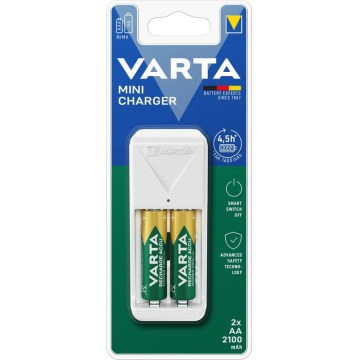 Varta 57656101451 - Caricabatterie per 2 batterie AA/AAA 2100 mAh 230V