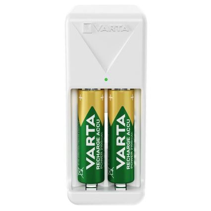 Varta 57656101451 - Caricabatterie per 2 batterie AA/AAA 2100 mAh 230V