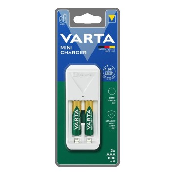 Varta 57656201421 - Caricabatterie per 2 batterie AA/AAA, 800 mAh, 230 V