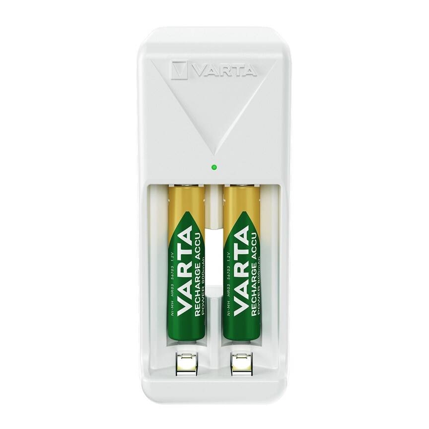 Varta 57656201421 - Caricabatterie per 2 batterie AA/AAA, 800 mAh, 230 V