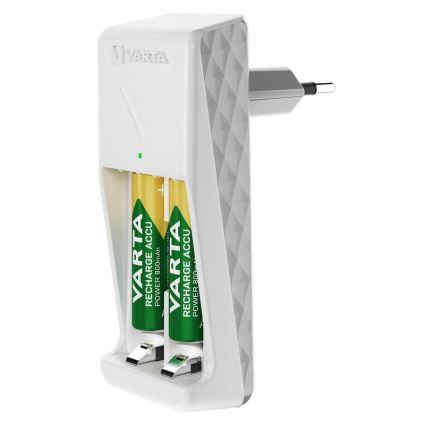Varta 57656201421 - Caricabatterie per 2 batterie AA/AAA, 800 mAh, 230 V