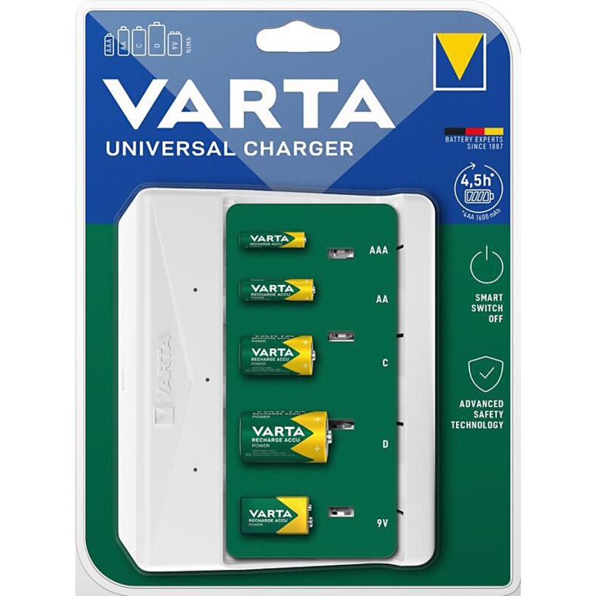 Varta 57658101401 - Caricabatterie per batterie ricaricabili AA/AAA/C/D/9V