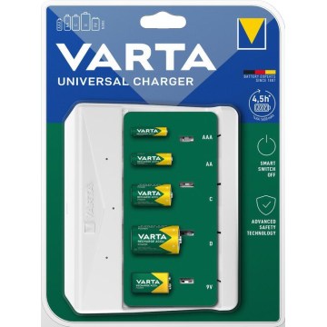 Varta 57658101401 - Caricabatterie per pile ricaricabili AA/AAA/C/D/5V