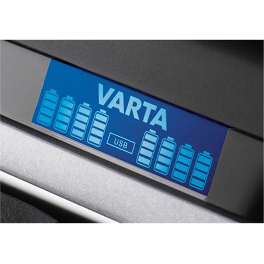 VARTA 57671 - Multi caricabatterie LCD 8xAA/AAA e ricarica USB 4 ore
