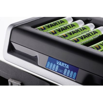 VARTA 57671 - Multi caricabatterie LCD 8xAA/AAA e ricarica USB 4 ore