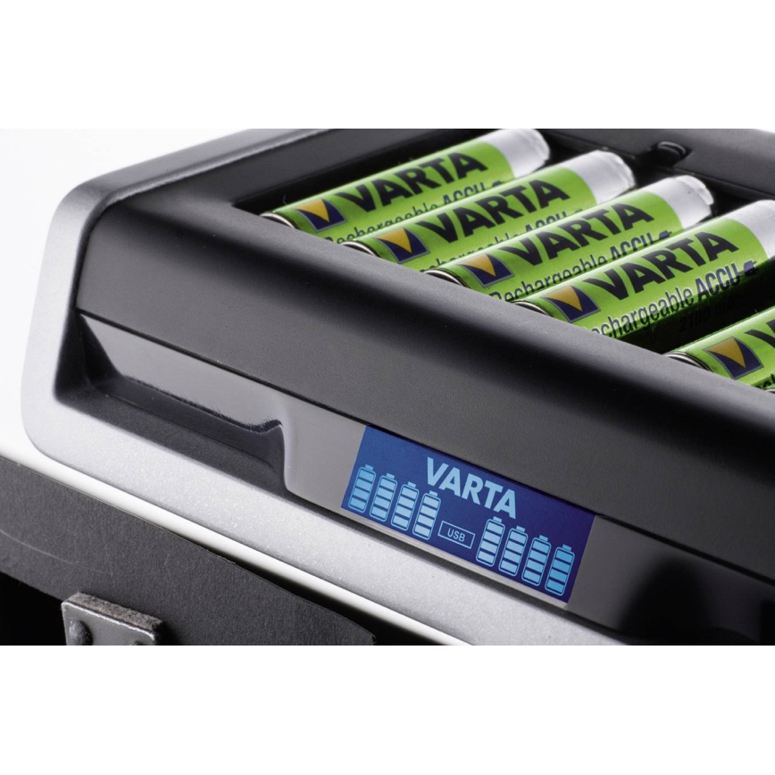 VARTA 57671 - Multi caricabatterie LCD 8xAA/AAA e ricarica USB 4 ore
