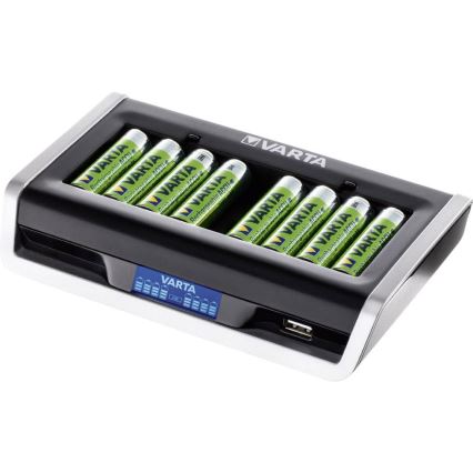 VARTA 57671 - Multi caricabatterie LCD 8xAA/AAA e ricarica USB 4 ore