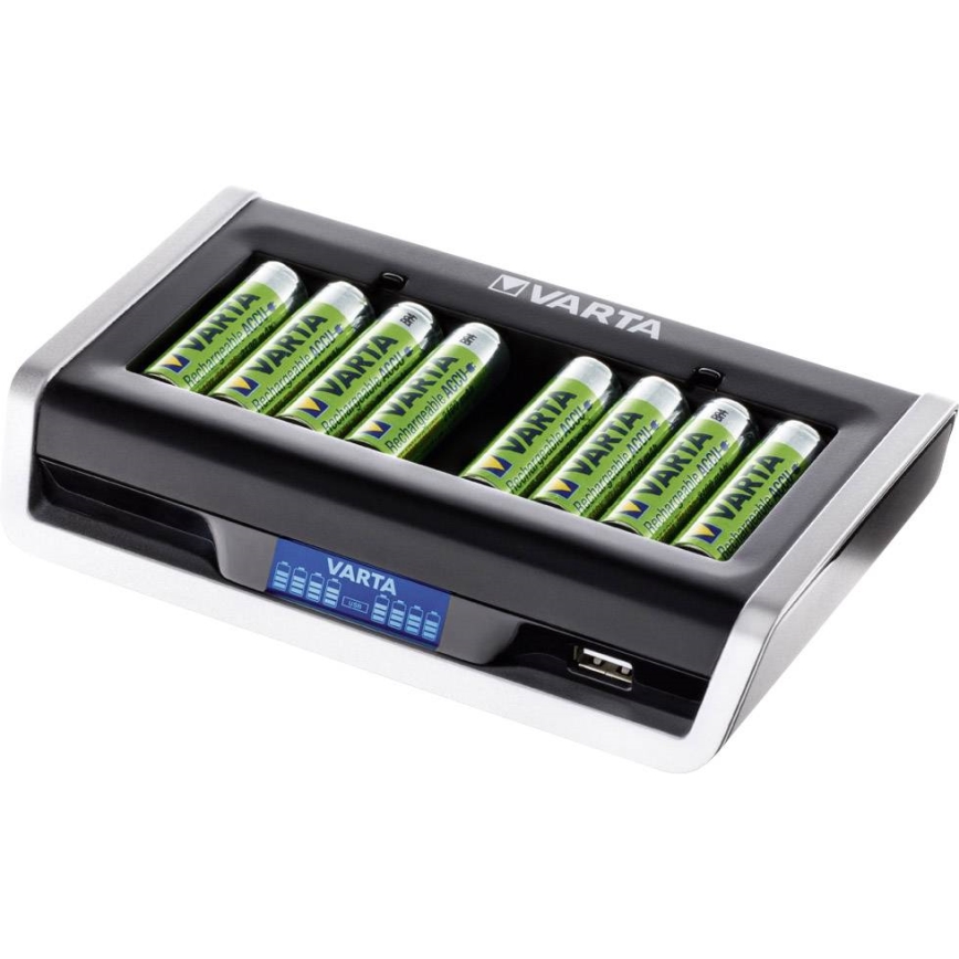 VARTA 57671 - Multi caricabatterie LCD 8xAA/AAA e ricarica USB 4 ore