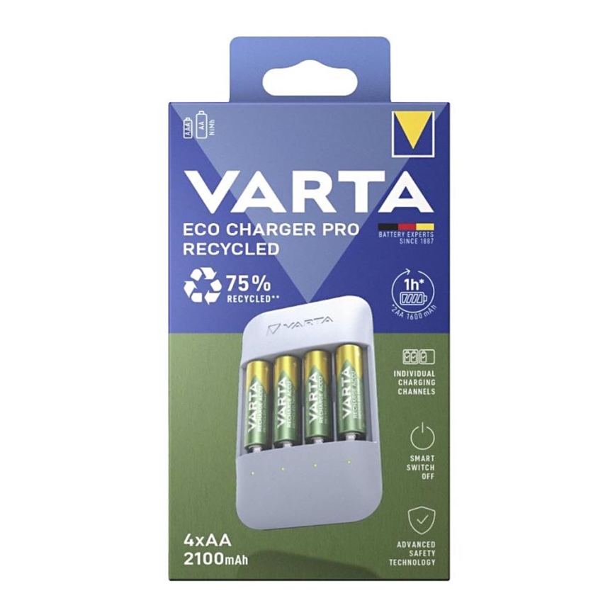 Varta 57683101121 - Caricabatterie per batterie 4xAA/AAA 2100mAh 5V