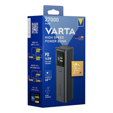 Varta 57984101111 - Power Bank con display LED Power Delivery 27000 mAh/140W/3,7V
