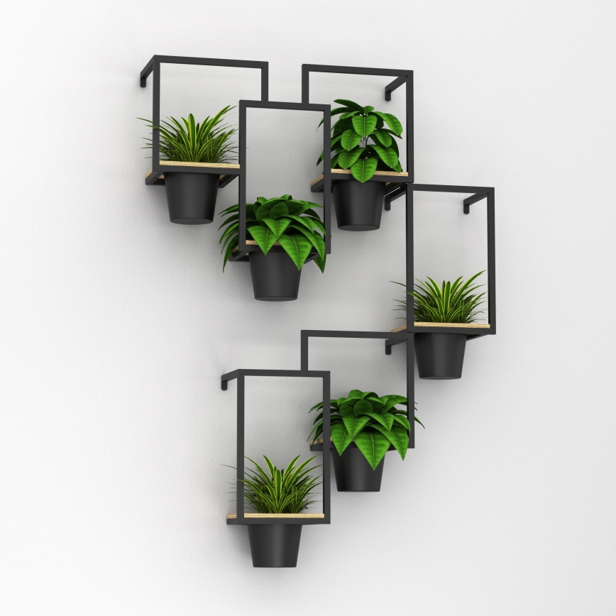 Vaso da fiori da parete 38x18 cm nero