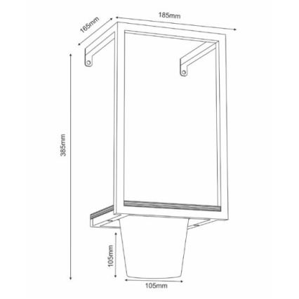 Vaso da fiori da parete 38x18 cm nero