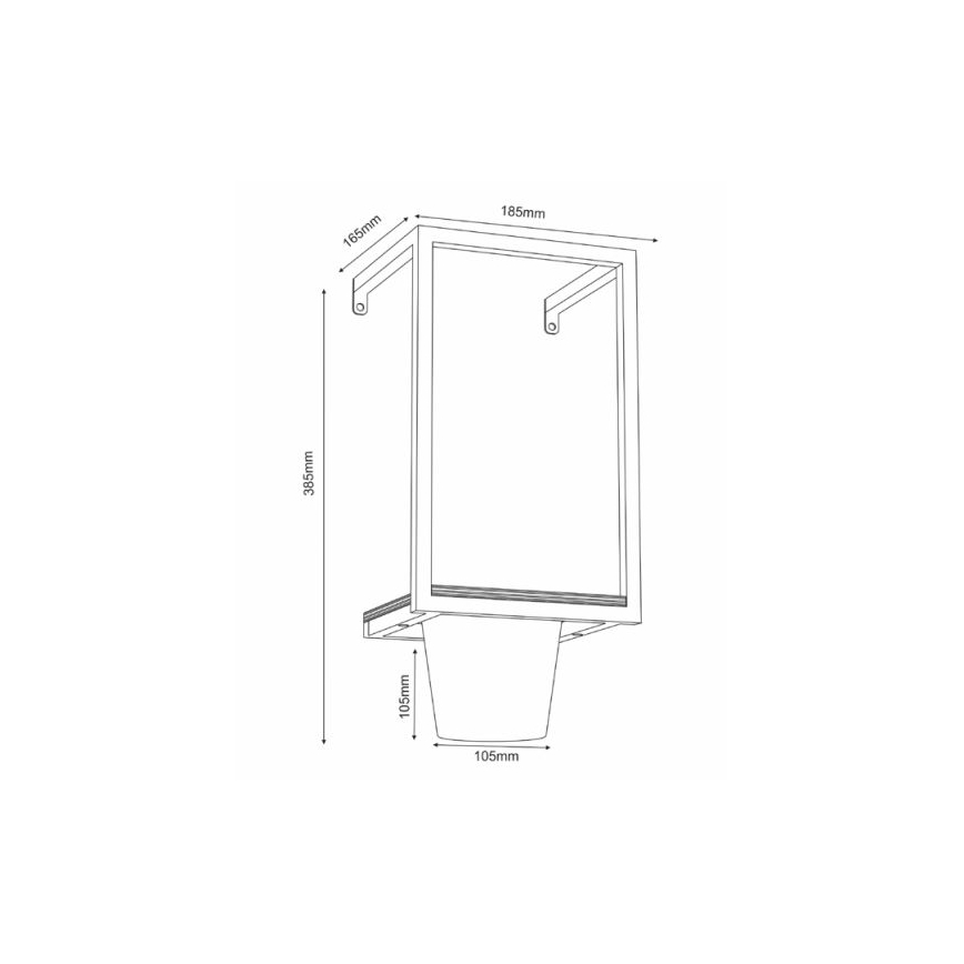 Vaso da fiori da parete 38x18 cm nero