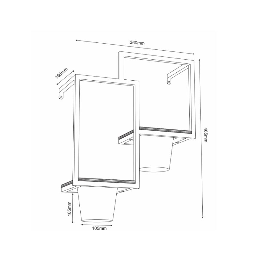 Vaso da fiori da parete 46x36cm oro