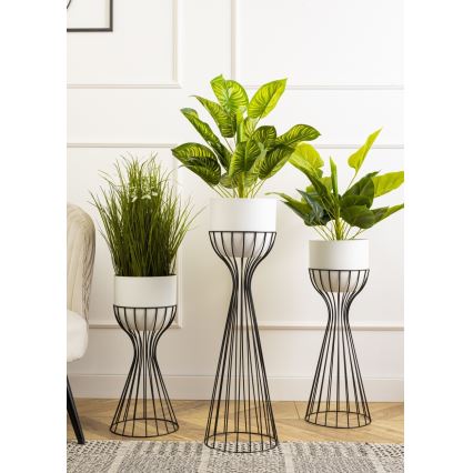 Vaso da fiori in metallo LOFT 46x20 cm nero/bianco