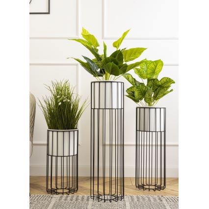 Vaso da fiori in metallo LOFT 55x20 cm nero/bianco