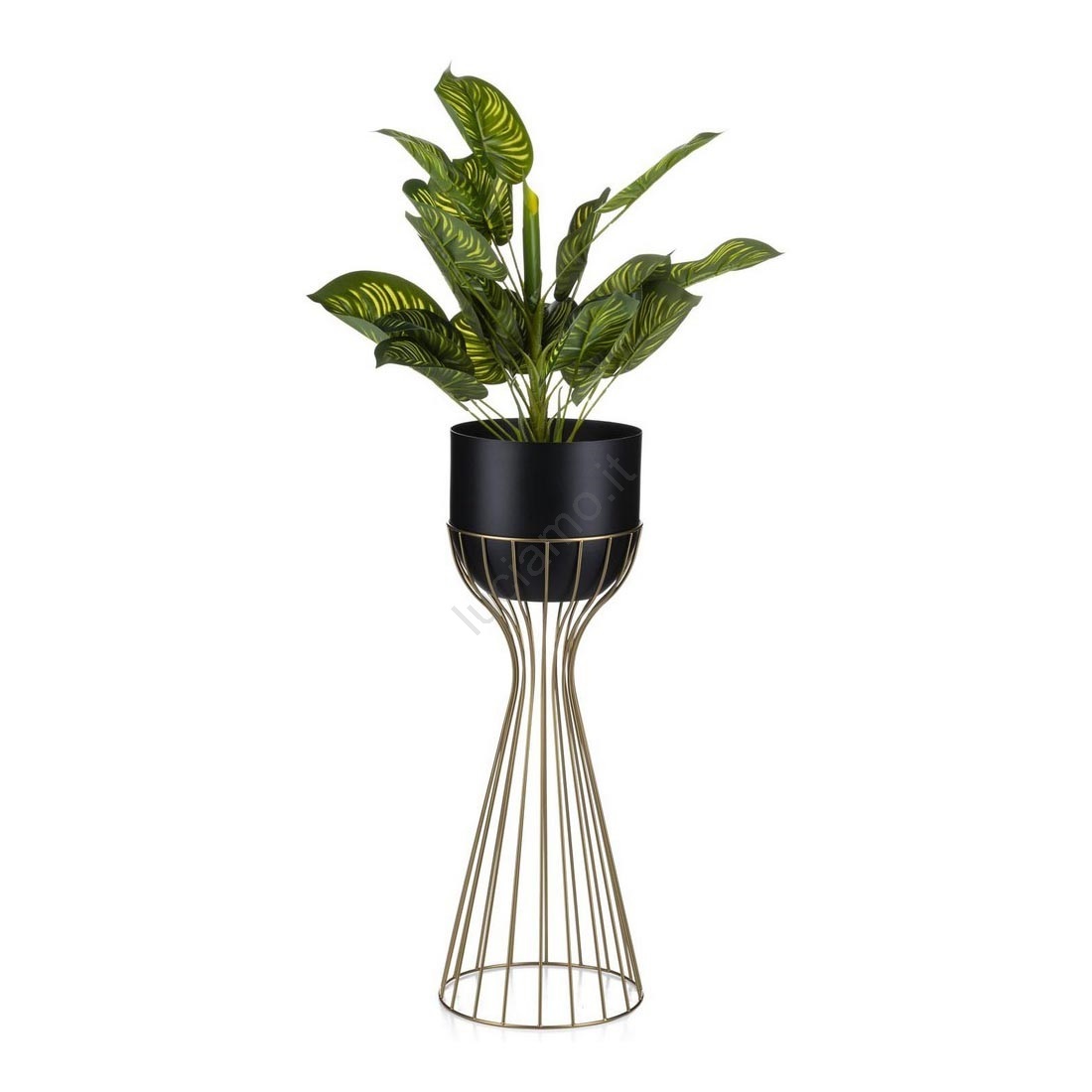 Loft Portapiante In Metallo Dorato - Fioriera Alta 70 Cm - Design Moderno Per Interni