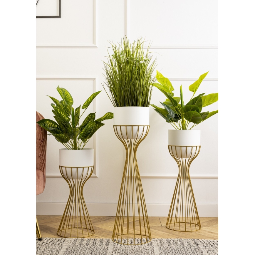 Vaso da fiori in metallo LOFT 68x20 cm oro/bianco