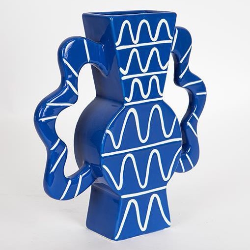 Vaso in ceramica 37,5x35,5 cm blu