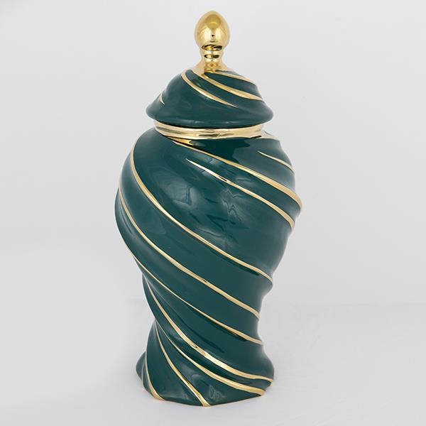Vaso in ceramica 41x20 cm oro/verde