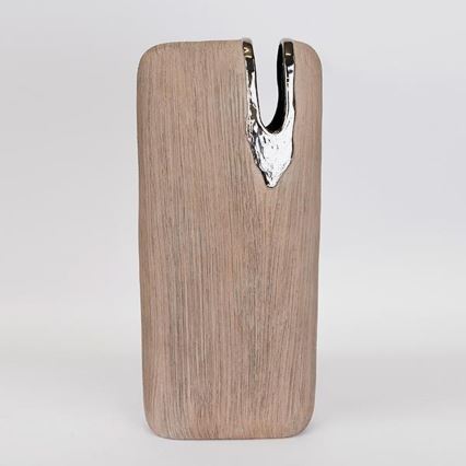 Vaso in ceramica 43x19,5x9,5 cm marrone/argento