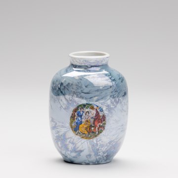 Vaso in porcellana 12,5x9 cm perlato blu gracie