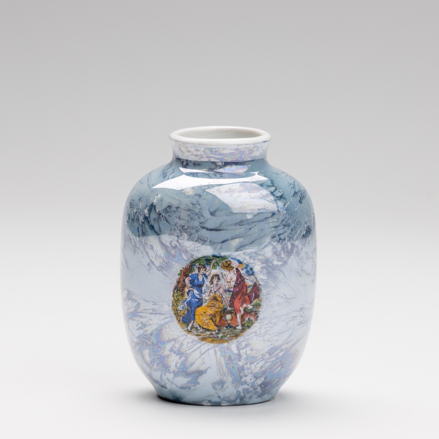Vaso in porcellana 12,5x9 cm perlato blu gracie