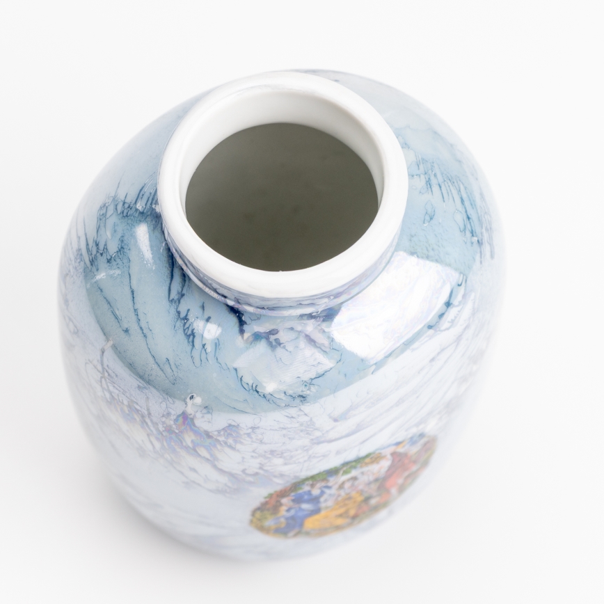 Vaso in porcellana 12,5x9 cm perlato blu gracie