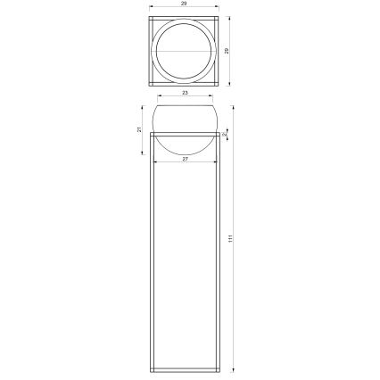 Vaso per fiori in metallo 111,3x29 cm nero