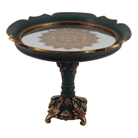 Vassoio decorativo diametro 24,7 cm verde/oro