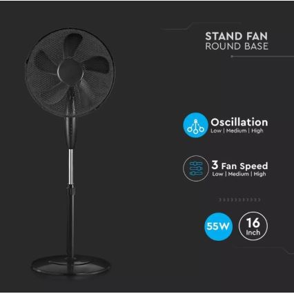 Ventilatore 43cm 55W/230V nero