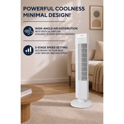 Ventilatore a colonna 50W/230V 74,5 cm bianco