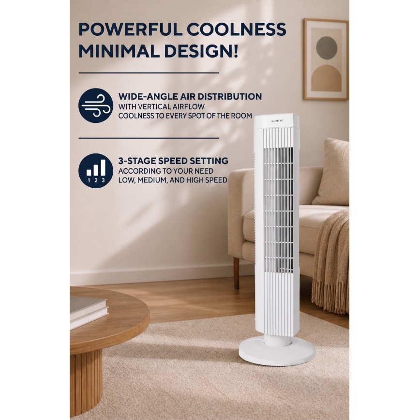 Ventilatore a colonna 50W/230V 74,5 cm bianco