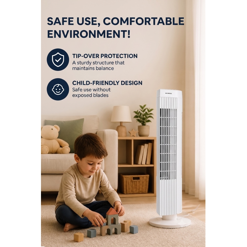 Ventilatore a colonna 50W/230V 74,5 cm bianco