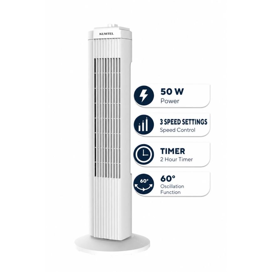 Ventilatore a colonna 50W/230V 74,5 cm bianco