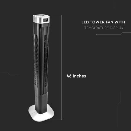 Ventilatore a colonna con il controllo della temperatura e telecomando 55W/230V