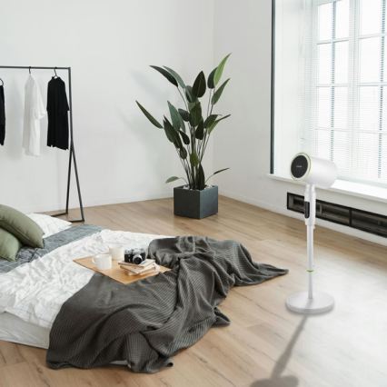 Ventilatore a piantana con funzione riscaldante 50W/2200W/230V, Ø 20 cm, bianco