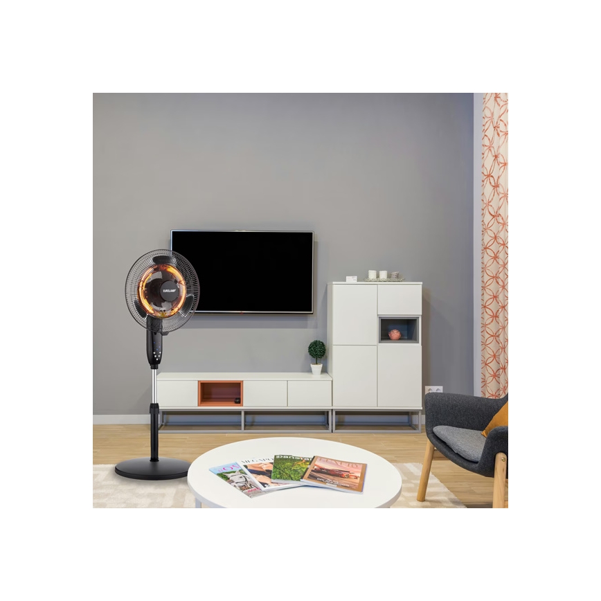 Ventilatore a piantana con termoventilatore 35W/2000W/230V Ø 40 cm nero