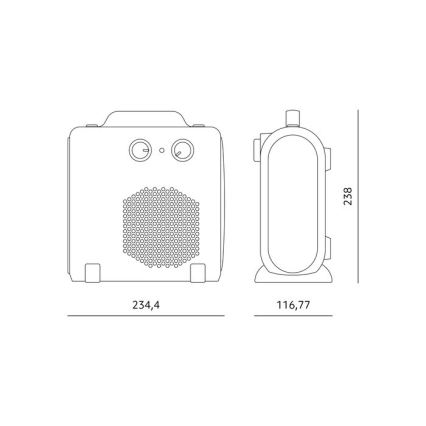 Ventilatore con elemento riscaldante 1000/2000W/230V bianco