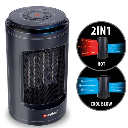 Ventilatore con elemento riscaldante 600/1200W/230V nero