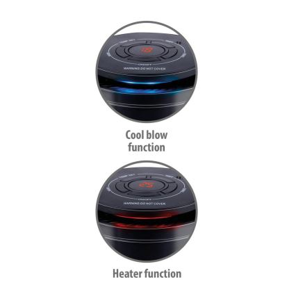 Ventilatore con elemento riscaldante 600/1200W/230V nero