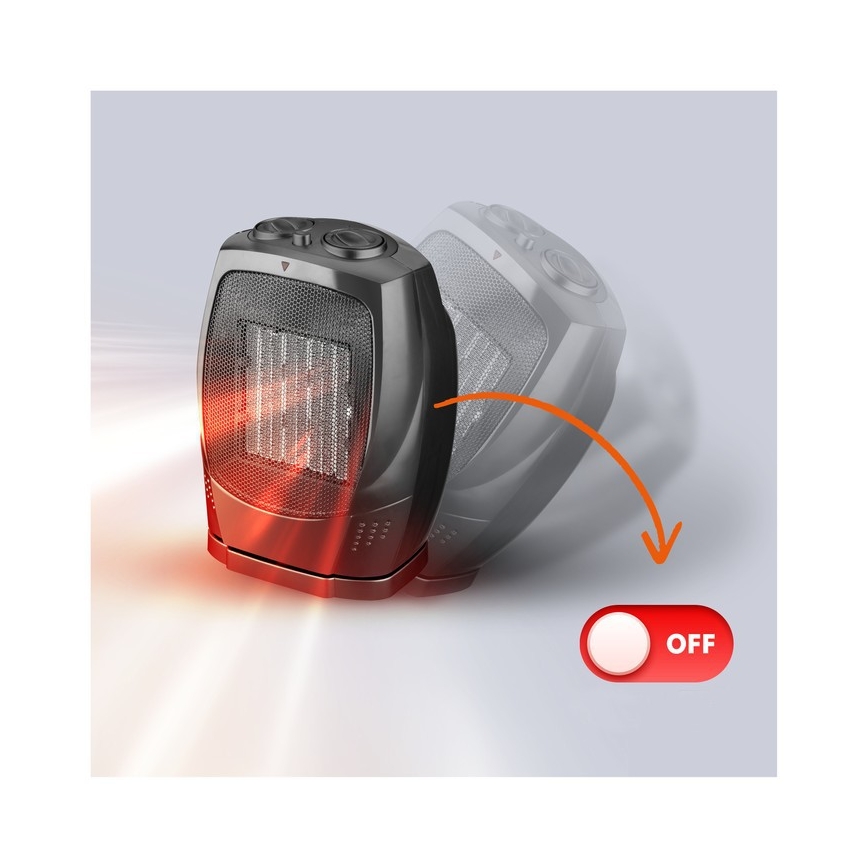 Ventilatore con elemento riscaldante in ceramica RIN 1500W/230V nero