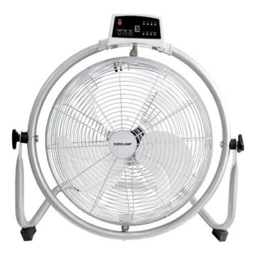 Ventilatore da pavimento 90W/230V Ø 45 cm, finitura argento, con telecomando