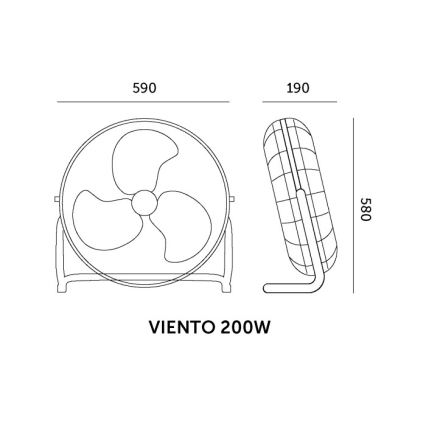 Ventilatore da pavimento VIENTO 200W/230V cromo lucido