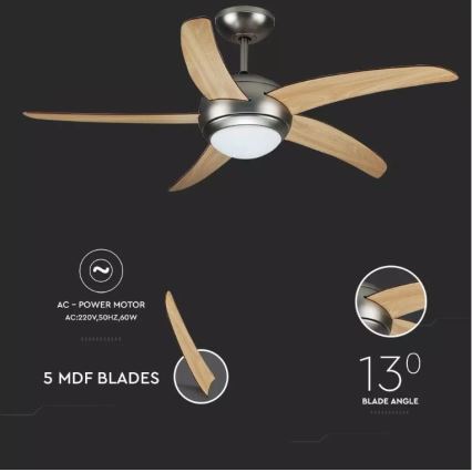 Ventilatore da soffitto 2xE27/20W/230V diametro 132 cm + telecomando